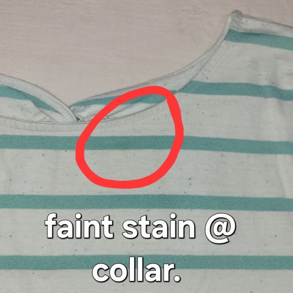 T by Talbots (Women's L) Cotton blend Striped Pastel Green Keyhole Back Top Tee - Picture 8 of 8